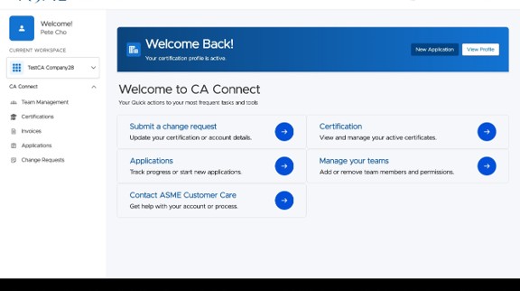 Navigate to the CA Connect home page.